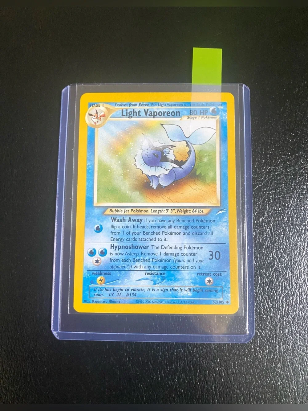 Pokemon Card Light Vaporeon 52/105